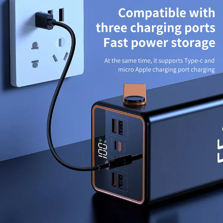 2022 66W Fast 120000mAh Strong Power Bank 150000Mah LED Light Battery Capacity Phone Charger With Four USB Port and Detachable