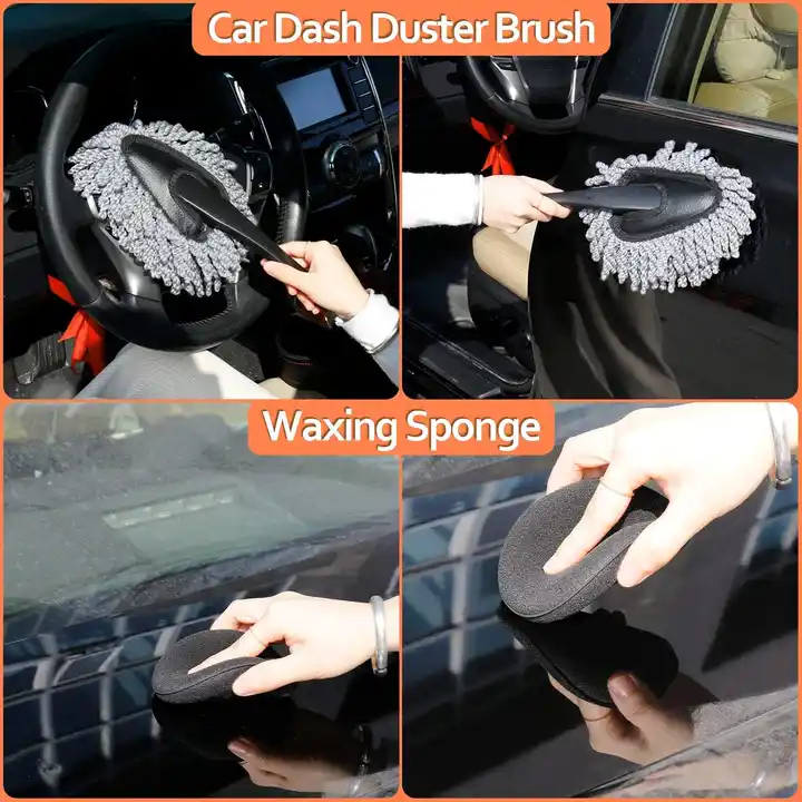 2024 new products 17PCS Car Care Washing Tools Detailing Brush Set Collapsible Bucket Microfiber Cloth Car Cleaning Kit