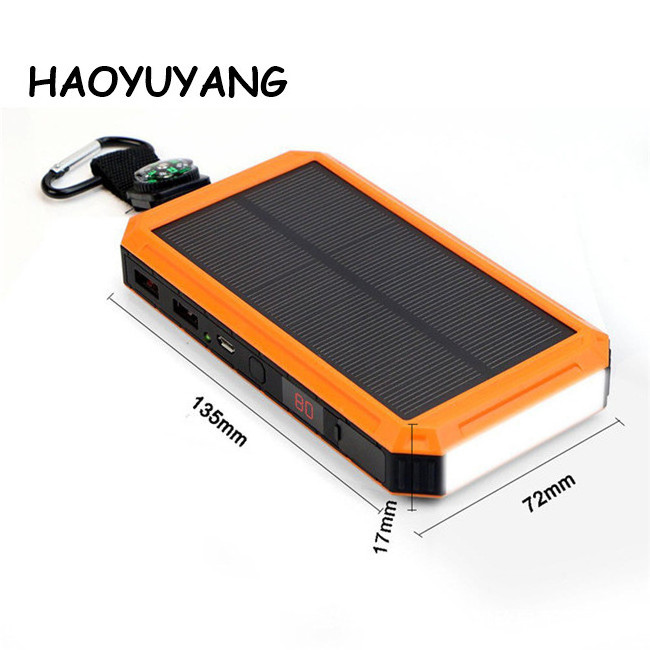 2024 External Battery Bank Solar Charger Power Bank 20000mAh With Led Torch Cigarette Lighter Solar Charger Outdoor Camping