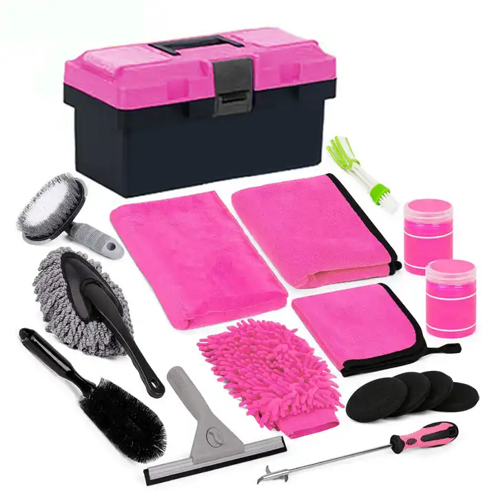 2024 new products 17PCS Car Care Washing Tools Detailing Brush Set Collapsible Bucket Microfiber Cloth Car Cleaning Kit