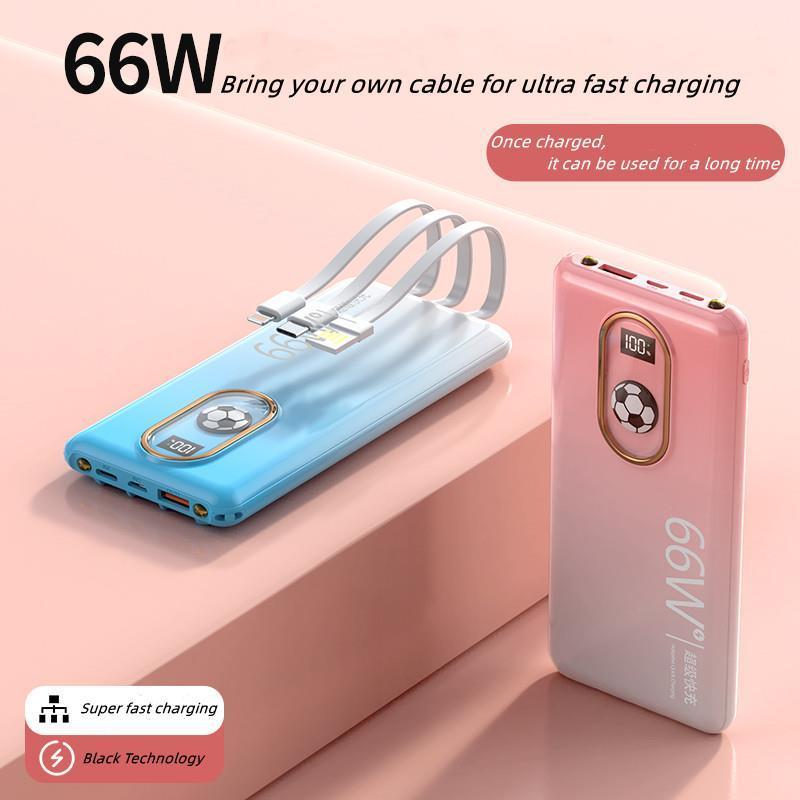 Real 100% Digital Screen 10000mAh PowerBank Portable 20000Mah PD22.5W Larger Capacity Cell Phone Charger Cute With Cable