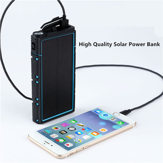 20000mah  Solar Power Bank With 2 USB Port 1 Flashlight For Portable Power Bank