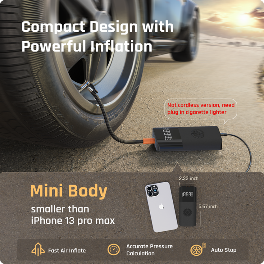 Vehicle Accessories 12V Electric Cordless Tire Inflator Automobile/Motorcycle/Bicycle/Ball Small Portable Air Pump Inflation