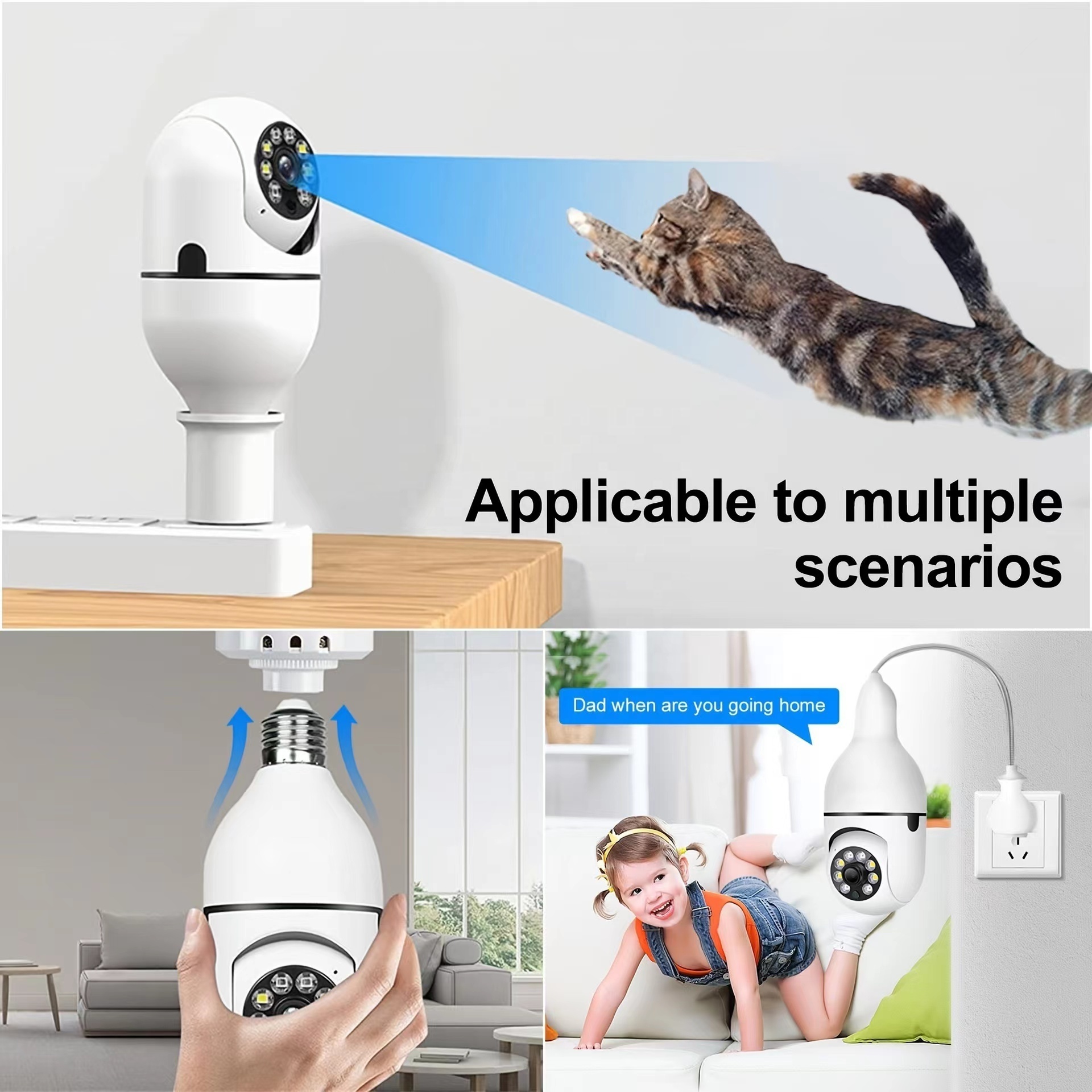 YI IOT 1080P PTZ 5GHz Wireless WIFI Night Vision Bulb Lamp Cam Auto tracking 360 Degree Panoramic Smart Security Camera Bulb