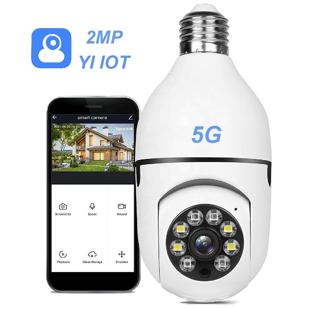 YI IOT 1080P PTZ 5GHz Wireless WIFI Night Vision Bulb Lamp Cam Auto tracking 360 Degree Panoramic Smart Security Camera Bulb