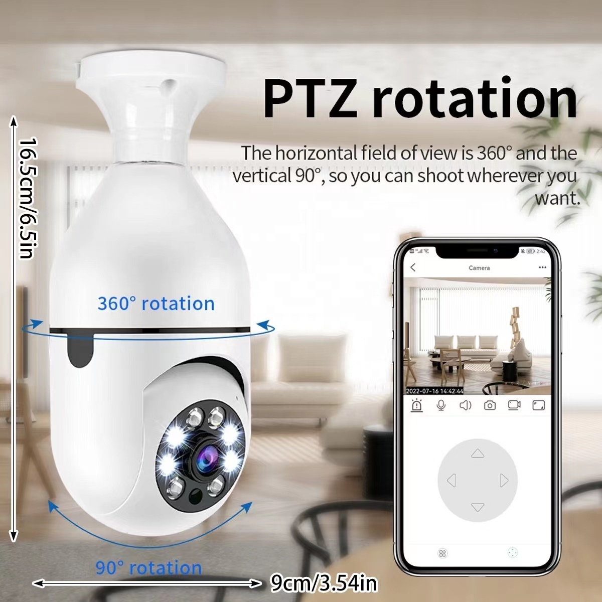 YI IOT 1080P PTZ 5GHz Wireless WIFI Night Vision Bulb Lamp Cam Auto tracking 360 Degree Panoramic Smart Security Camera Bulb