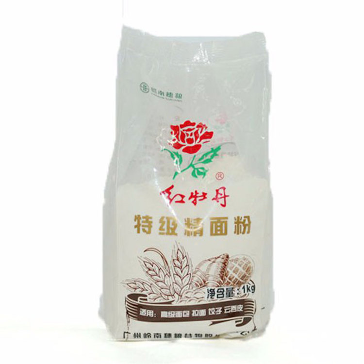 PET/PE Plastic stand up wheat flour rice packing 500g 1kg bag food packaging moisture barrier bags