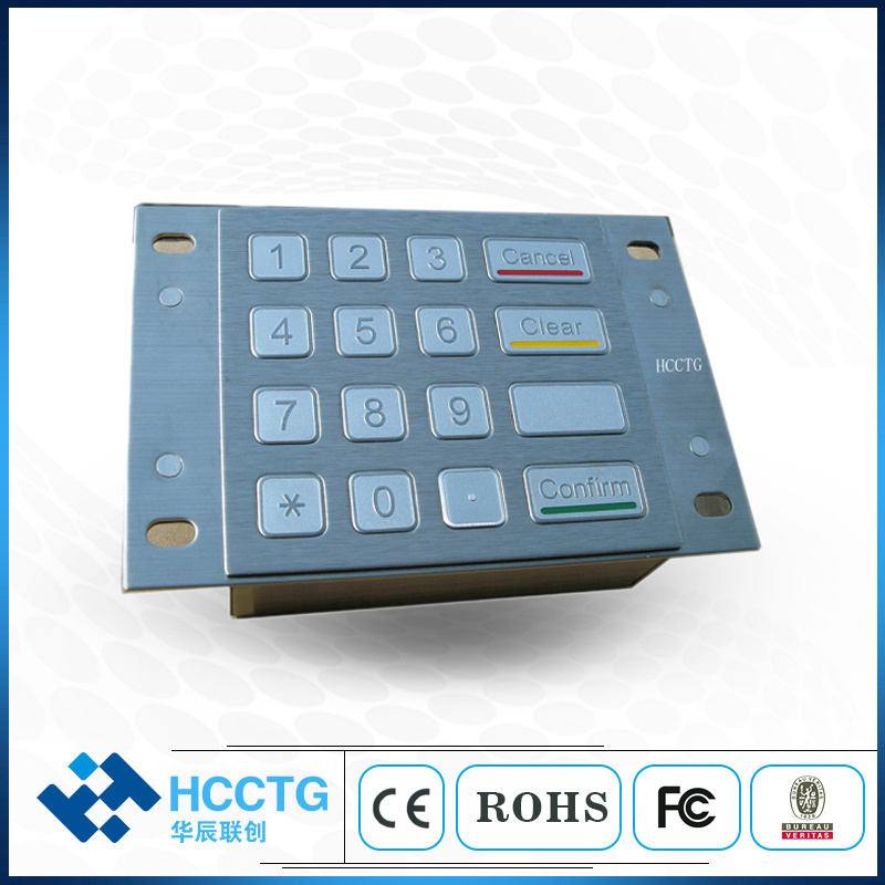 Waterproof POS Keypad / Atm Machine Parts / Kiosk Metal Keyboard ATM Pinpad HCC-3501