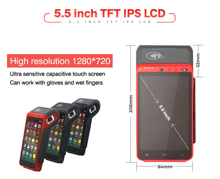 4G/3G/2G WIFI BT Touch Screens Android POS Terminal With Biometric Fingerprint Reader pos de venta Z100