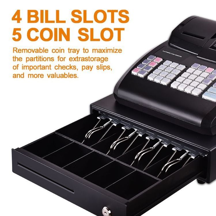 48 Keys Digital Cheap POS Machine Electronic Cash Register for Sale With 9V Cash Drawer ECR800