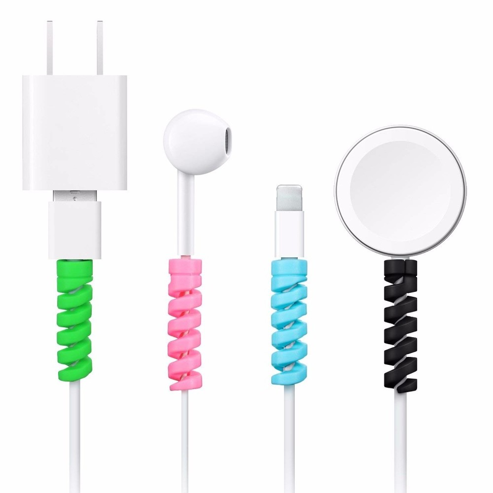 Colorful Silicone Data Line Charger Spiral USB Cable Protector for iPhone Charging Cable Protection