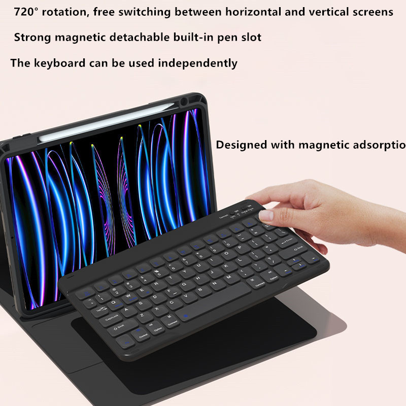 Tablet Case TPU Leather Rechargeable Pen Slot Wireless Blue  tooth Keyboard Tablet Cover for iPad Pro11 and ipad10 2022 10.9