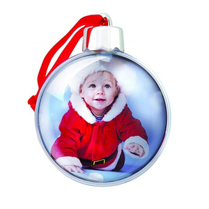 Wholesale plastic christmas ball glass christmas flat ball ornaments Photo Ornament Ball