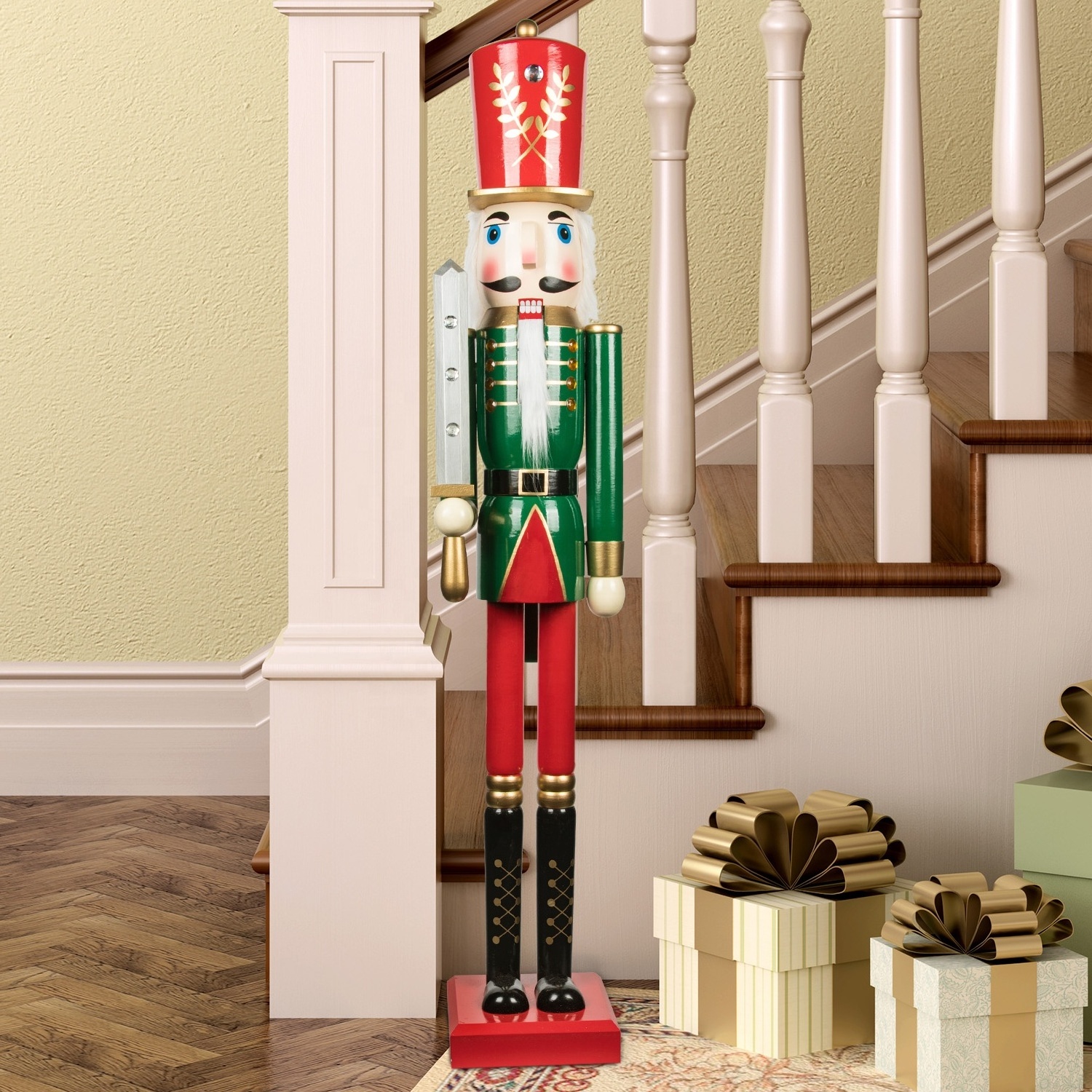 Custom Christmas ornaments holiday outdoor decorative giant 1.8M 6ft wooden nutcracker soldier