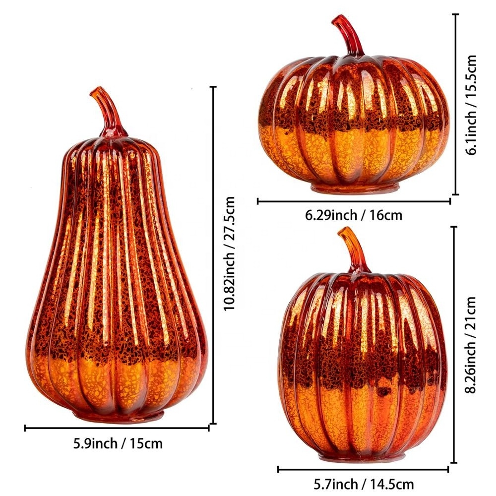 Led Lights Thanksgiving Autumn Fall Harvest Small Battery Operated Led Light Mercury Glass shatterproof Pumpkins Lantern