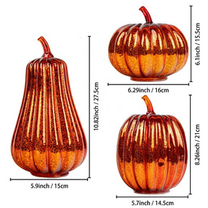 Led Lights Thanksgiving Autumn Fall Harvest Small Battery Operated Led Light Mercury Glass shatterproof Pumpkins Lantern