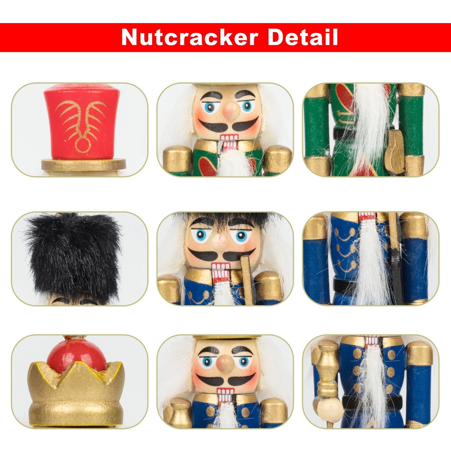 2019 Christmas ballerina ornaments 3d 10-inch Wooden Nutcracker soldier for Christmas Decoration