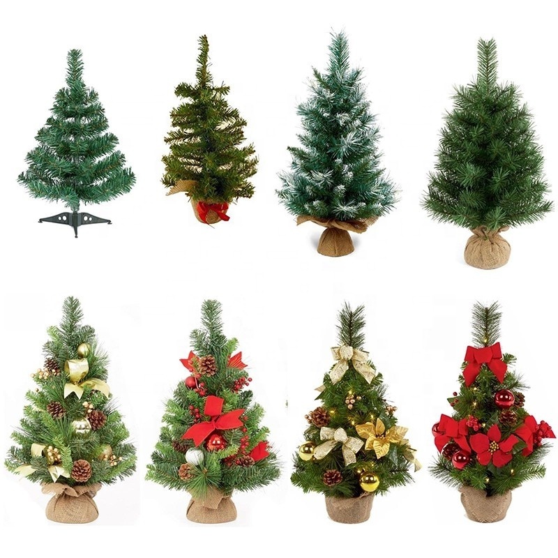 New Design xmas decoration pine needle flocked Artificial table Christmas Tree