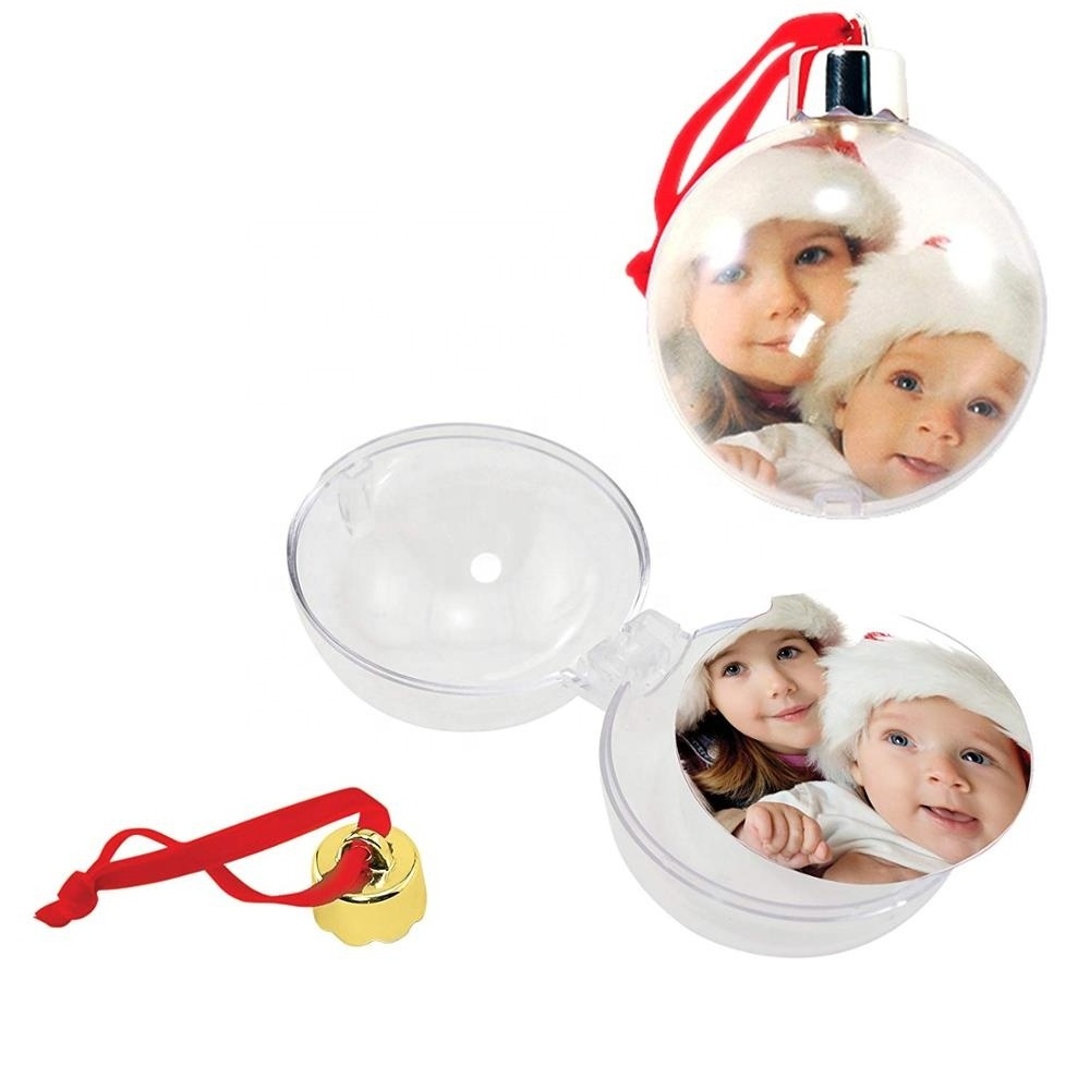 Wholesale plastic christmas ball glass christmas flat ball ornaments Photo Ornament Ball