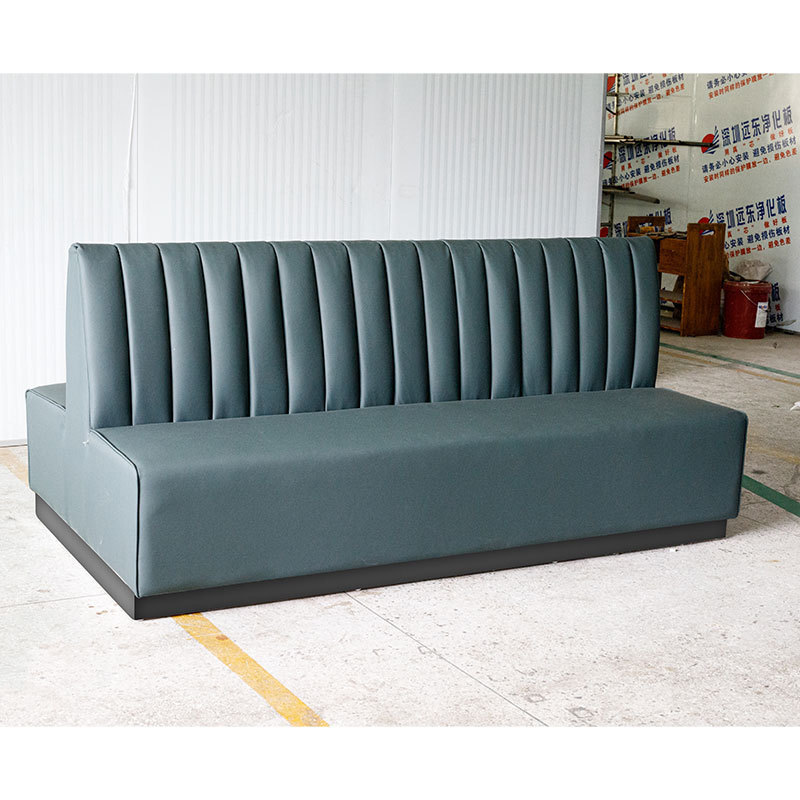 Hendry Modern PU Leather Line Stitches Design Restaurant Furniture Wooden Booth Bench Seating Double Side Restaurant Sofa