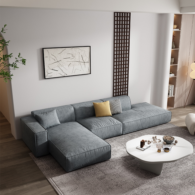 Italian style couch gray corner  lounge suite L shaped nordic home modern 4 seats furniture modular sofas for living room