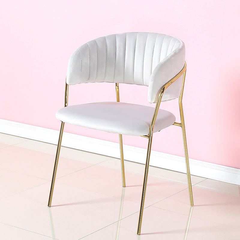 Hendry Silla Modern Comfortable Restaurant Beige Velours Pink Cream Velvet Dining Chair