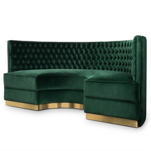 Restaurant sofa Booth Green Round Sofa Button Tufted Inner Back Class Luxury Restaurant Booth Seating