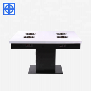 Antique style Restaurant Table Hot Pot Table With Marble Tabletop