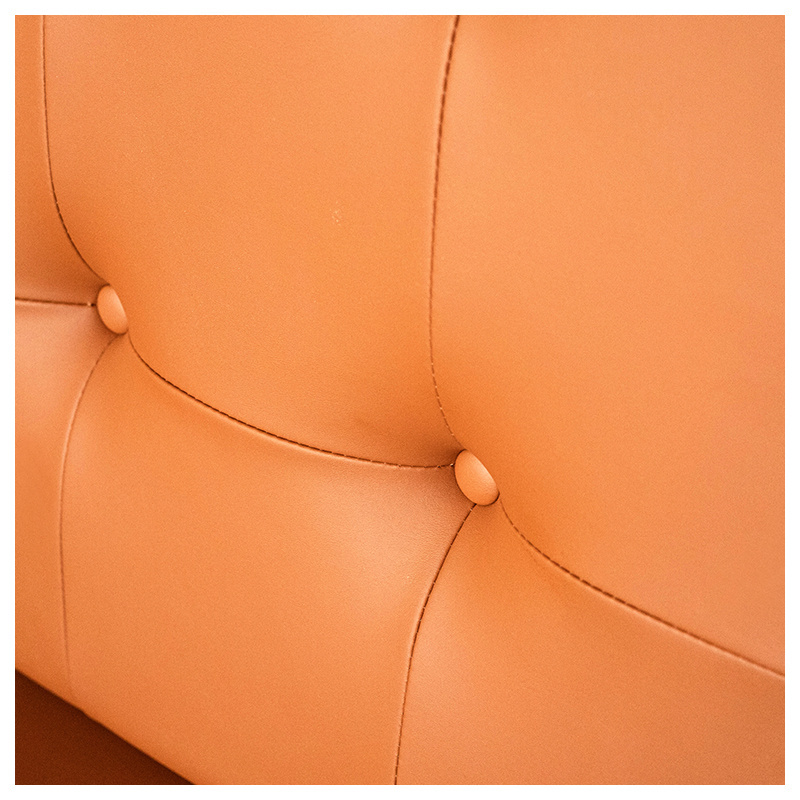 Hendry Restaurant Booth Seating Orange Banquette Sofa Button Tufted Inner Back Luxury Microfiber PU PVC Leather Cushion