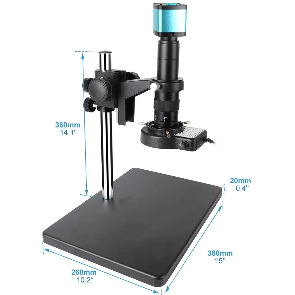 U48MP HD-mi USB Industrial Digital Video Microscope Camera 180X Zoom C-Mount Lens For Phone PCB Soldering Repair Big Metal Stand