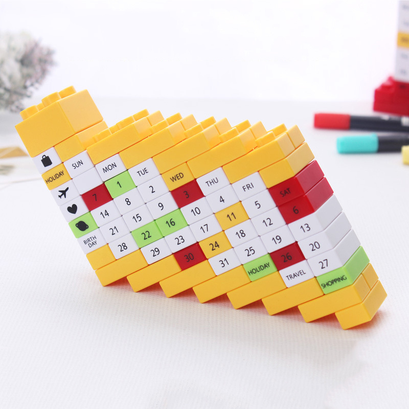 Custom creative calendar DIY desktop decoration building blocks desk calendar