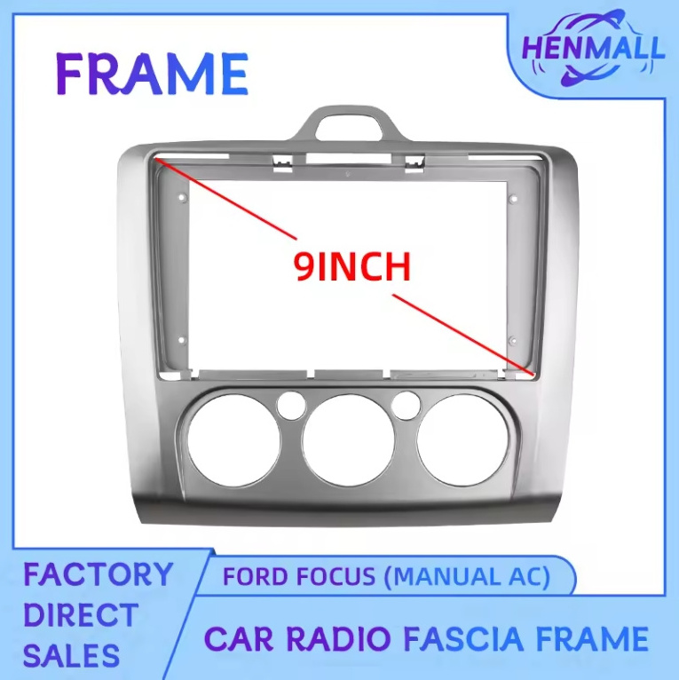 Henmall Radio Fascia for FORD FOCUS MANUAL AC Dashboard Dash Installation Trim kit Frame Stereo GPS DVD Player Install Panel