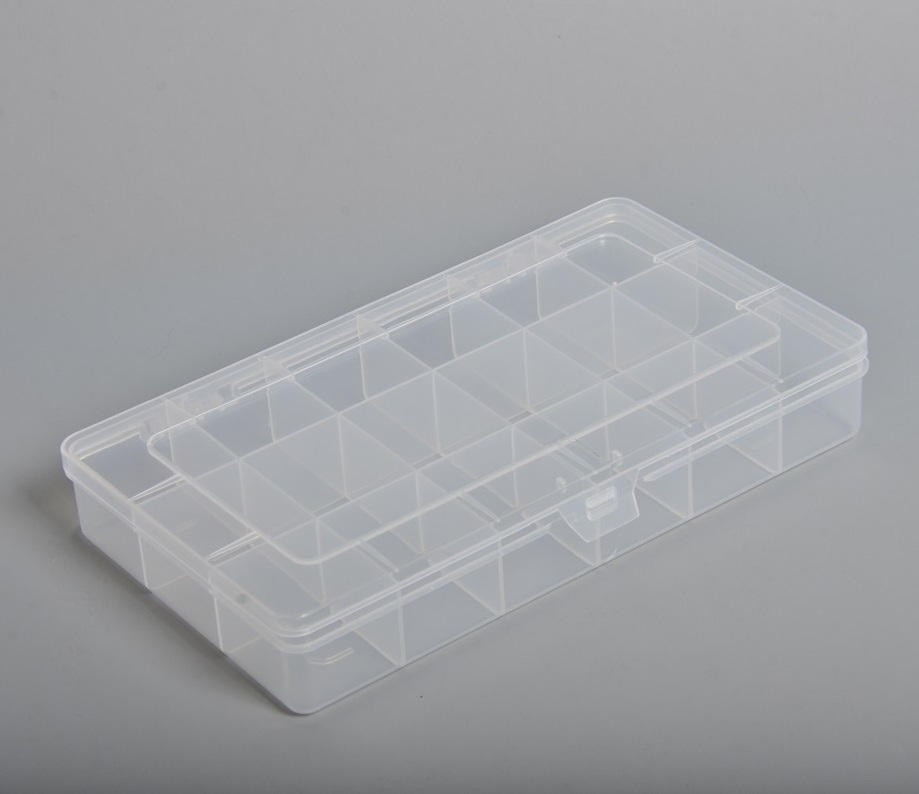 Free Sample Available Small Transparent Plastic Sewing Tool Box With 18 Dividers Inside