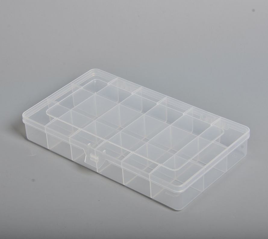 Free Sample Available Small Transparent Plastic Sewing Tool Box With 18 Dividers Inside