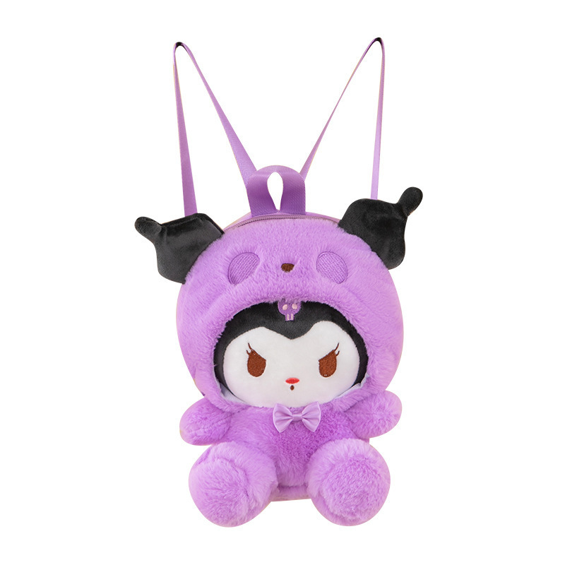 Factory Wholesale 25cm Sannrio Plush Bag Toy Kitty Melody Kuromi Cinnamoroll Stitch Pikachu Bag Plush Backpack