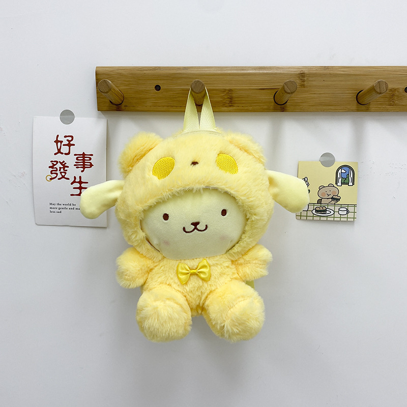 Factory Wholesale 25cm Sannrio Plush Bag Toy Kitty Melody Kuromi Cinnamoroll Stitch Pikachu Bag Plush Backpack