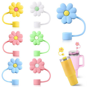 custom cup accessories charms 10mm silicone straw cover topper 3d straw topper silicone straw cap cover