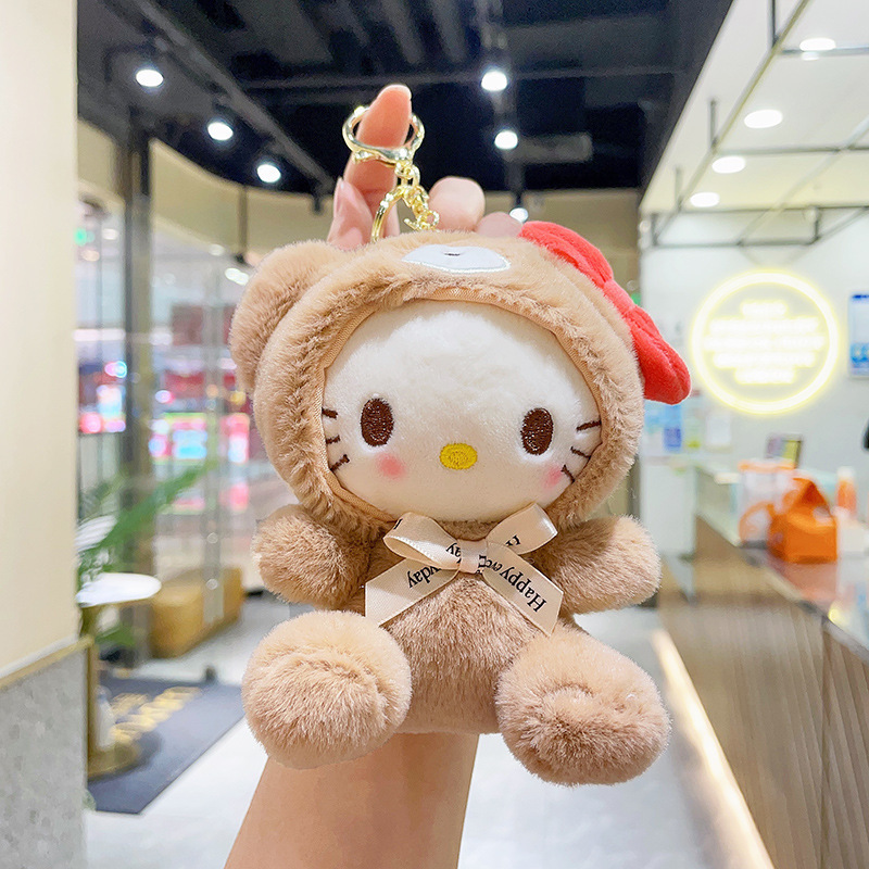 Hot selling cute Sanrrio Kulomi pendant plush doll Cinnamon Dog figurine Meletti backpack bag hanging ornaments keychain