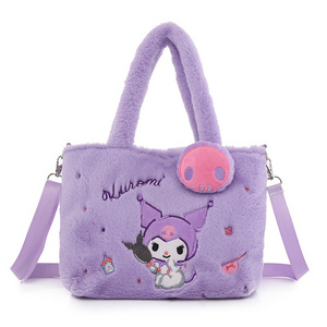 Sanrioed Plush Tote Bag Hello Kitten My Melody Kuromi Kawaii Doll Plush Bags Plush Shoulder Bags Girls