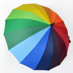 Shenzhen OEM High Quality New Design Rainbow Color Iron Shaft ABS Handle 102 Cm Open Diameter Bag Golf Umbrella