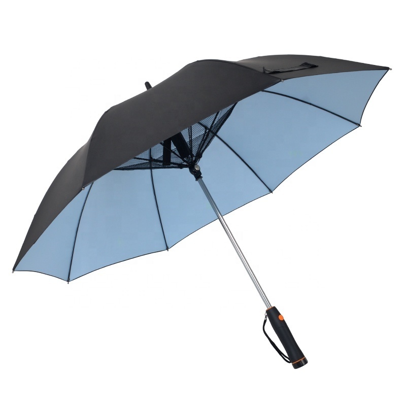 Novelty Outdoor Summer Promotional UV Coated 23 Inches 8 Ribs Umbrella With Fan