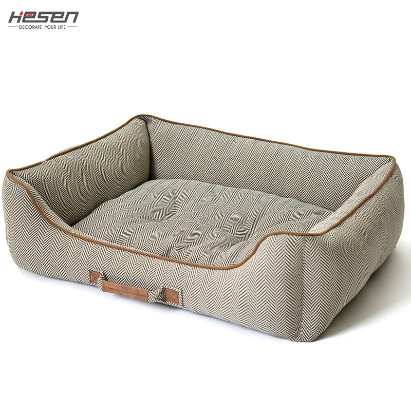 Super Soft Designer Fabric High-Loft Dog Bed Washable Pet Bed Dog Cushion Luxury Dog Bed