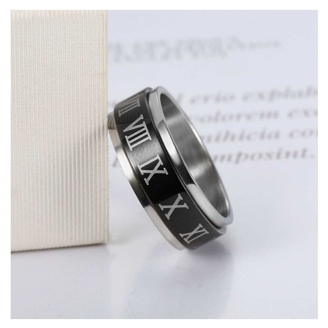 Tik Tok Cool Stainless Steel Spinner Rings Popular Wide Stress Relieving Anxiety Fidget Rings For Men