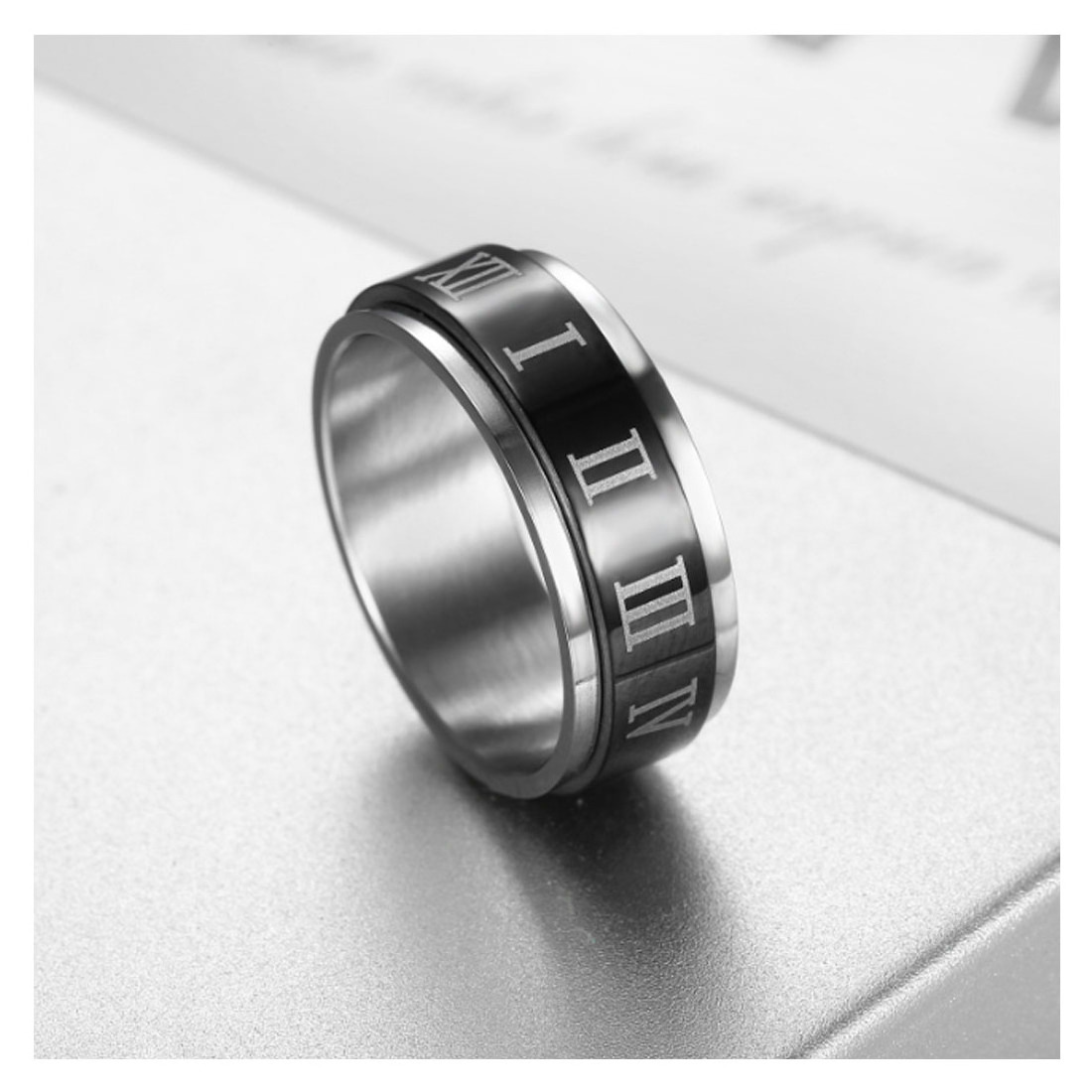 Tik Tok Cool Stainless Steel Spinner Rings Popular Wide Stress Relieving Anxiety Fidget Rings For Men