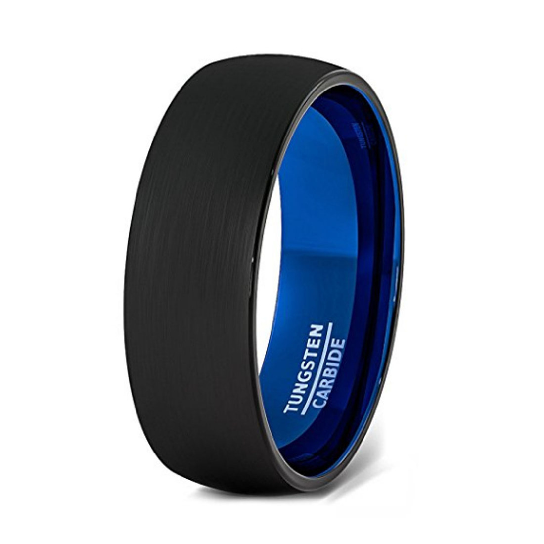 ring 8mm tungsten carbide  wedding band blue and black plated Men ring