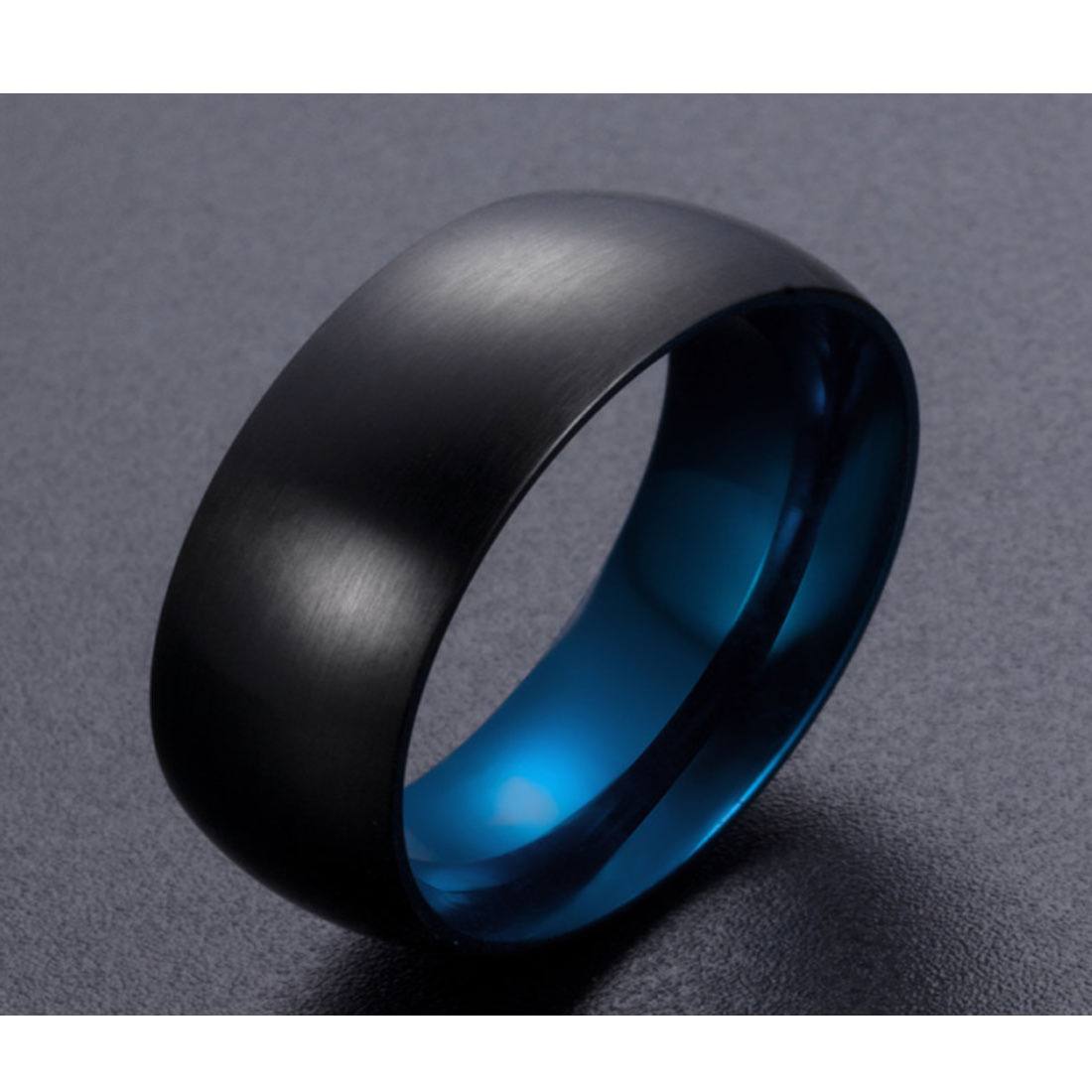 ring 8mm tungsten carbide  wedding band blue and black plated Men ring