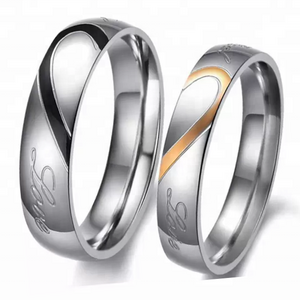 CustomJewelry Lovers Heart 'Real Love' Stainless Steel Ring Proposal Couple Rings Wedding Jewelry Sets