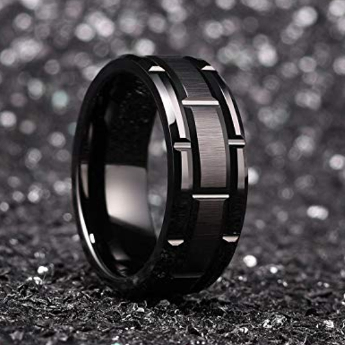 Newest Design Eternity 8mm His And Her Set black Gold 18k couple Tungsten Ring wedding rings couple set