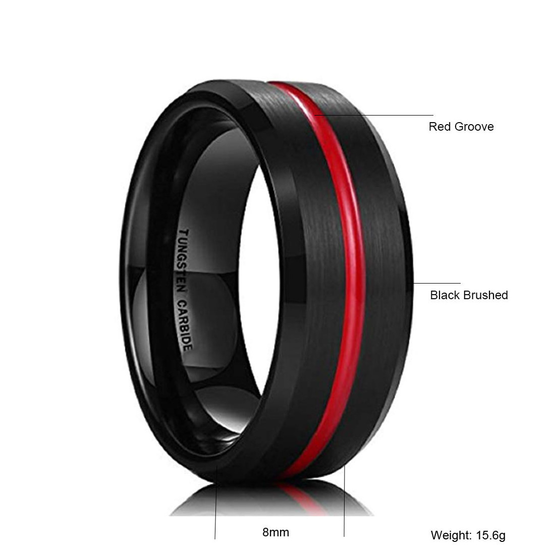 ring men tungsten carbide wedding band popular black plated red line center men Rings