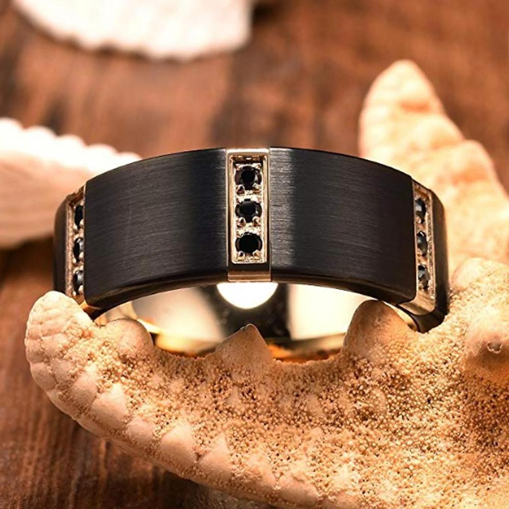 ring new arrival men band Wholesale 8mm Black Diamond Bands Tungsten carbide Custom Jewelry For Men ring